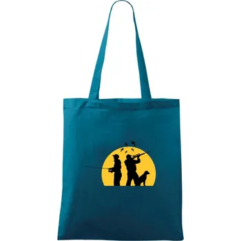 Lovec při západu slunce - Taška bavlněná - 42 x 38 cm ( Petrolejová )