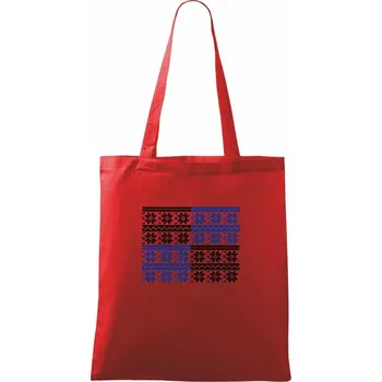 Nákupní taška Vánoční vzor - šachovnice - Taška bavlněná - 42 x 38 cm ( Červená )