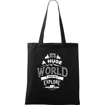 Nákupní taška Its a huge world - Taška bavlněná - 42 x 38 cm ( Černá )