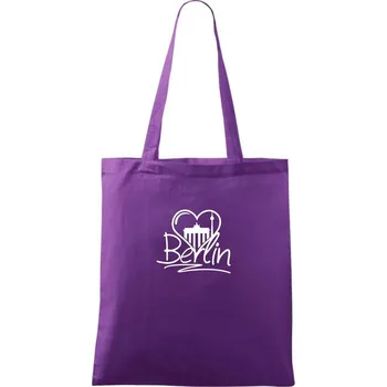 Berlin Love nápis - Taška bavlněná - 42 x 38 cm ( Fialová )