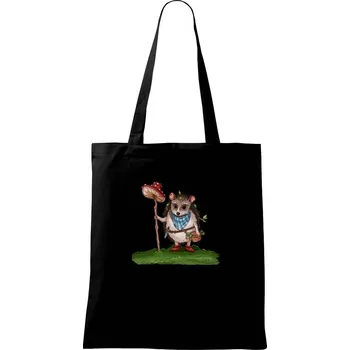 Nákupní taška Ježek a houba - Taška bavlněná - 42 x 38 cm ( Černá )