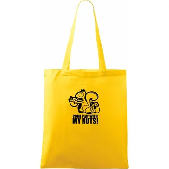 Veverka - Play with my nuts - Taška bavlněná - 42 x 38 cm ( Žlutá )