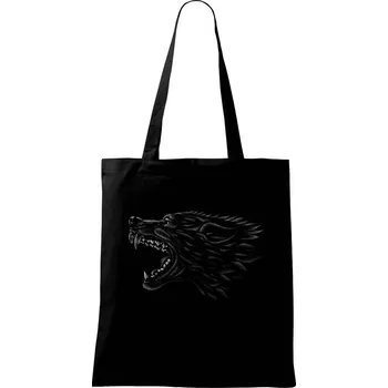 Hlava vlka bílá - Taška bavlněná - 42 x 38 cm ( Černá )