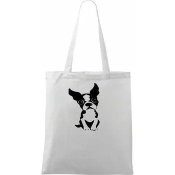 Bostonský teriér - Taška bavlněná - 42 x 38 cm ( Bílá )