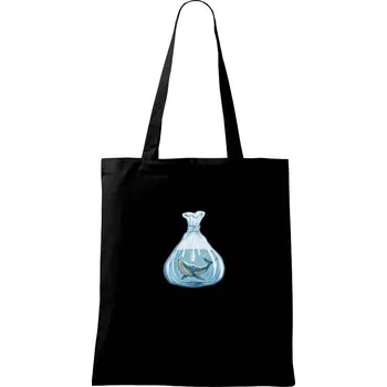 Velryba v pytlíku - Taška bavlněná - 42 x 38 cm ( Černá )