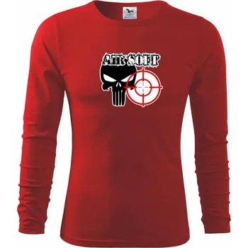 Chlapecké tričko Airsoft lebka - Triko dětské Long Sleeve - 122 cm/6 let ( Červená )
