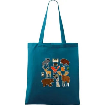 Lesní zvířátka - Taška bavlněná - 42 x 38 cm ( Petrolejová )