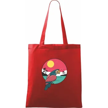 Papoušek v kruhu u moře - Taška bavlněná - 42 x 38 cm ( Červená )