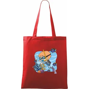 Nákupní taška Potápka kluk - Taška bavlněná - 42 x 38 cm ( Červená )