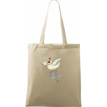 Slepice na perkách - Taška bavlněná - 42 x 38 cm ( Naturální )