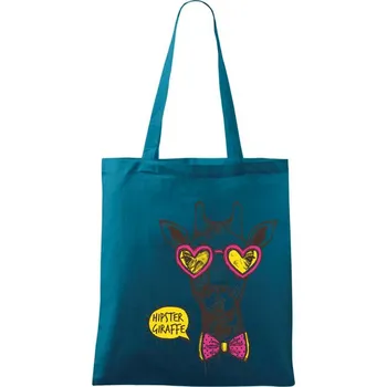 Hipster Giraffe - Taška bavlněná - 42 x 38 cm ( Petrolejová )