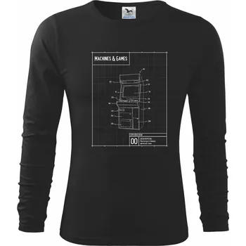 Chlapecké tričko Nákres herní automat zepředu - Triko dětské Long Sleeve - 122 cm/6 let ( Černá )