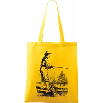Kreslený rybář s vytaženými kalhotami - Taška bavlněná - 42 x 38 cm ( Žlutá )
