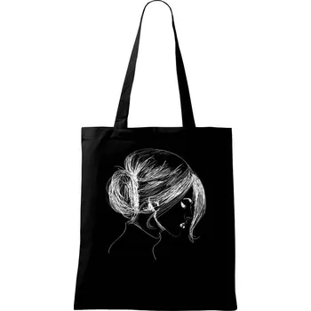 Nákupní taška Ručně malovaná žena - Taška bavlněná - 42 x 38 cm ( Černá )