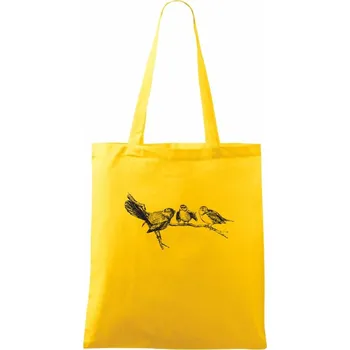 Nákupní taška Ptáčci na větvi malovaní - Taška bavlněná - 42 x 38 cm ( Žlutá )