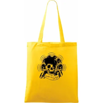 Nákupní taška Music Is My Life smrtka - Taška bavlněná - 42 x 38 cm ( Žlutá )