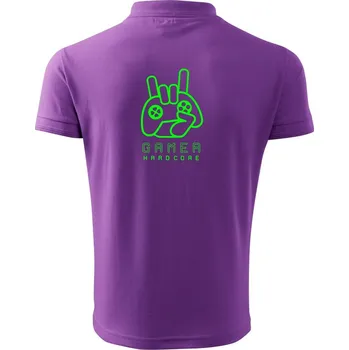 Pánská košile Hardcore gamer - ruka - zelená - Polokošile pánská Pique Polo 203 - XL ( Fialová )