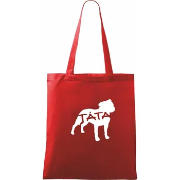 Nákupní taška Stafordširský bullteriér táta obrys - Taška bavlněná - 42 x 38 cm ( Červená )
