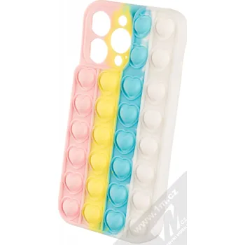 Pouzdro na mobilní telefon 1Mcz Pop It Srdíčka antistresový ochranný kryt pro Apple iPhone 13 Pro růžová žlutá modrá bílá (pink yellow blue white)