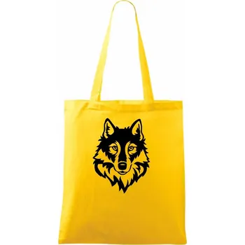 Hlava vlka černobílá (Hana-creative) - Taška bavlněná - 42 x 38 cm ( Žlutá )