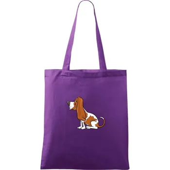 Baset s kulišáckým pohledem - Taška bavlněná - 42 x 38 cm ( Fialová )