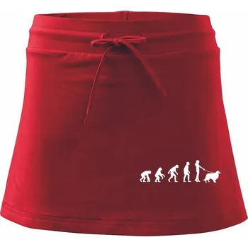 Dámské oblečení Evoluce pes Sheltie (muž-žena) - Sportovní sukně - two in one - M ( Červená )