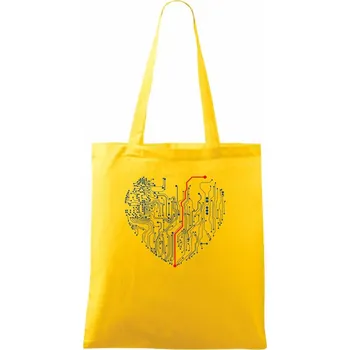 Tištěný spoj srdce - Taška bavlněná - 42 x 38 cm ( Žlutá )