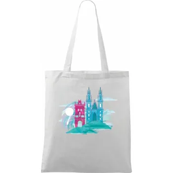 Praha v mlze - Taška bavlněná - 42 x 38 cm ( Bílá )