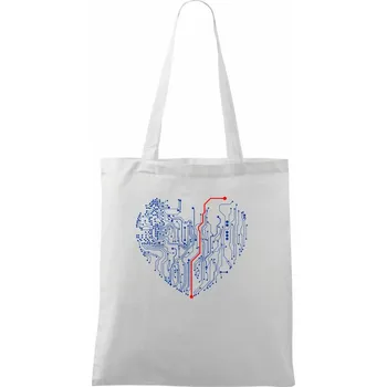 Nákupní taška Tištěný spoj srdce - Taška bavlněná - 42 x 38 cm ( Bílá )
