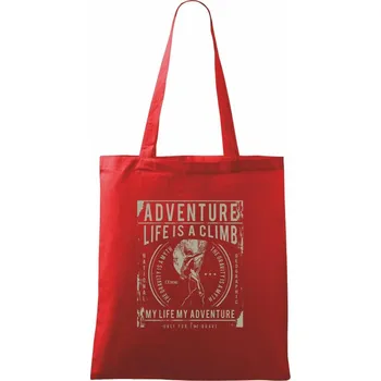 Nákupní taška Life Is A Climb - Taška bavlněná - 42 x 38 cm ( Červená )