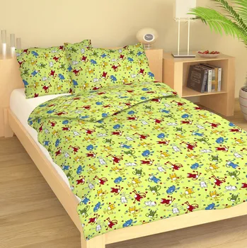 Povlečení Dětské krepové povlečení Kočky zelené Uzávěr: Mandlovací knoflík