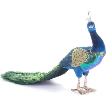 Vánoční dekorace MagicHome Vánoce Páv modrý péřový