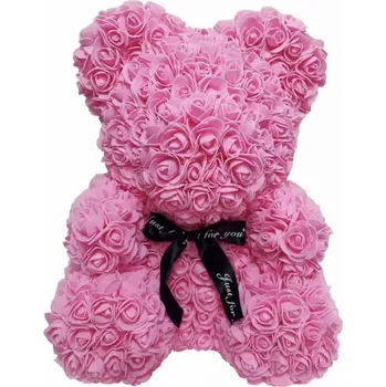 plyšák Medvídek z růží - růžový 40 cm