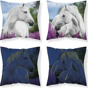 Povlak na dekorativní polštářek DETEXPOL Povlak na polštářek Kůň v levanduli svítící Bavlna, 40/40 cm