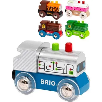 Vláček a vláčkodráha Brio DŘEVO Lokomotiva 5 druhů (dřevěná hračka)