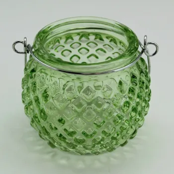 Váza Svícen sklo/hliník 6,5cmV7cm zelená (GC8843C/GR)