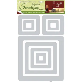 Samolepící dekorace Samolepky na zeď čtverce 3D-EVA,stříbrný glitr, 41x29x0,4cm
