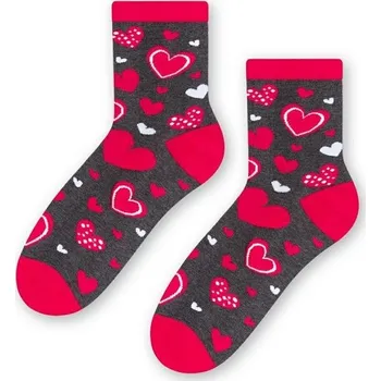 Dámské ponožky Steven ponožky art.136 - srdce 033 - šedá, 35-37