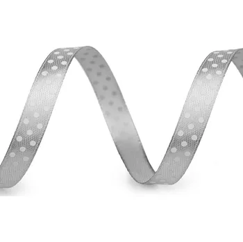 Stuha Saténová stuha s puntíky - šíře 10 mm, délka 22,5 m šedá