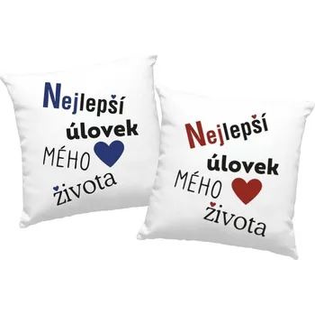 Dekorativní polštářek Polštářky pro zamilované - Nejlepší úlovek mého života, Barva Bílá, Velikost 40×40 cm, Canvas Dva polštářky Bezvatriko.cz 0931