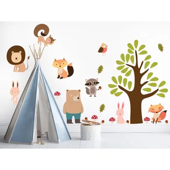 Samolepící dekorace Strom jako z pohádky II samolepky na zeď arch 100 x 99 cm