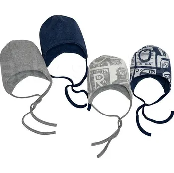 Kojenecká čepice Baby Service Kojenecká zavazovací podšitá čepička Robot Modrá Vel. 56