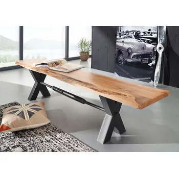 DARK LEATHER Lavice 200x38cm X-nohy – černá