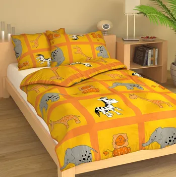 Povlečení Dětské krepové povlečení Zoo oranžové Uzávěr: Zip