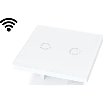 vypínač APPIO Dotykový skleněný dvojvypínač, podsvícení, bílý - č. 5 + WiFi (rádio)