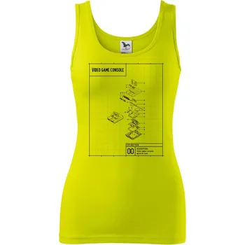 Dámské tričko Nákres TV videohra na kazety - Dámské tílko - L ( Limetková )
