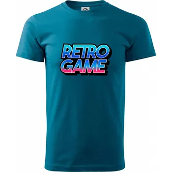 Retro game nápis barevný - Klasické pánské triko vyšší gramáže - XS ( Petrolejová )