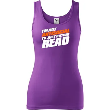Dámské tričko I'm not antisocial i'd just rather read - Dámské tílko - XL ( Fialová )