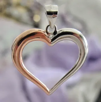 Přívěsek Stříbrný přívěšek SRDCE DVOUBAREVNÉ 27mm Bicolour Stříbro 925/1000