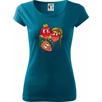Jahody v šampaňském (Pecka design) - Dámské triko Pure - L ( Petrolejová )